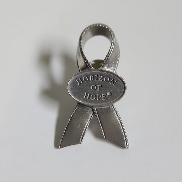 Longaberger Horizon Of Hope Pewter Basket Lapel Cancer Ribbon Pin - Picture 1 of 6